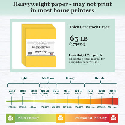 Pop-Tone Lemon Drop Yellow Cardstock Paper – 50 Sheets, 8.5 x 11" - 65 lb / 175 GSM Premium Yellow Card Stock for Die-cutting, Crafts, Printing, Card Making and DIY Projects