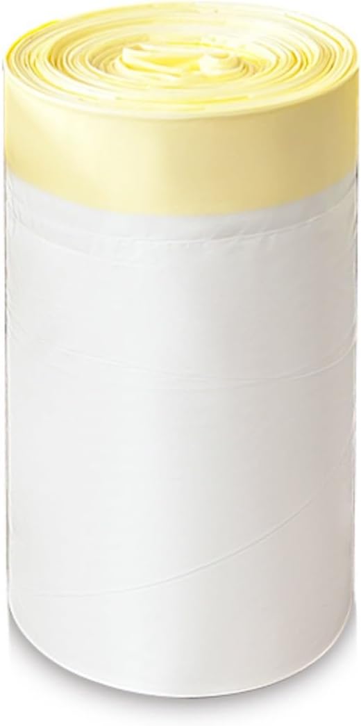Universal Drawstring Cat Litter Box Liners, Thickened Continuous Roll Pet Waste Bags for Cat Toilets (White [Yellow Rope] 94×45CM, 10pcs/roll)