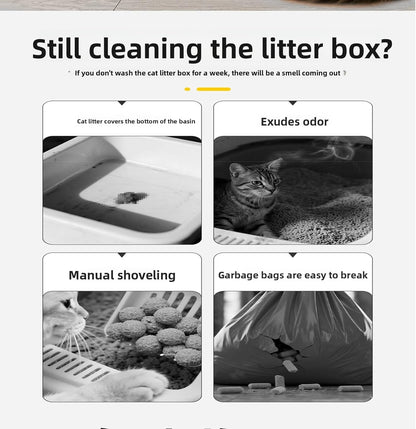 Universal Drawstring Cat Litter Box Liners, Thickened Continuous Roll Pet Waste Bags for Cat Toilets (White [Yellow Rope] 94×45CM, 10pcs/roll)