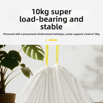 Universal Drawstring Cat Litter Box Liners, Thickened Continuous Roll Pet Waste Bags for Cat Toilets (White [Yellow Rope] 94×45CM, 10pcs/roll)