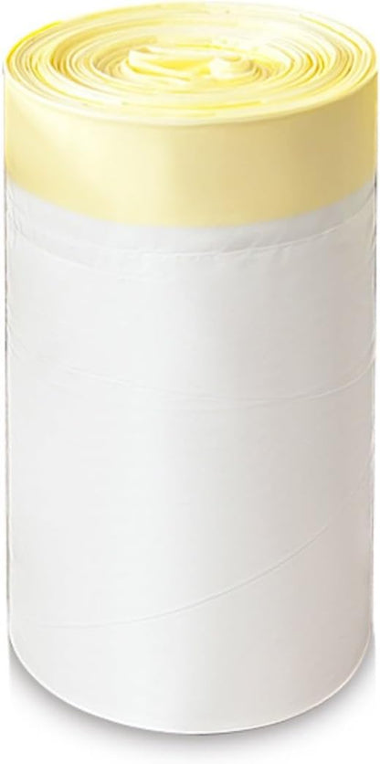 Universal Drawstring Cat Litter Box Liners, Thickened Continuous Roll Pet Waste Bags for Cat Toilets (White [Yellow Rope] 94×45CM, 10pcs/roll)