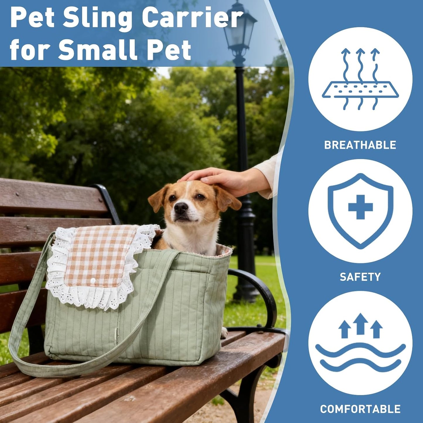 ETIAL Pet Sling Carrier for Small Dogs Cats, Foldable Breathable Front Carry Bag Up to 12lbs, Hands-Free Lightweight Shoulder Pet Carrier with Wide Padded Strap for Travel, Walking (Yellow)