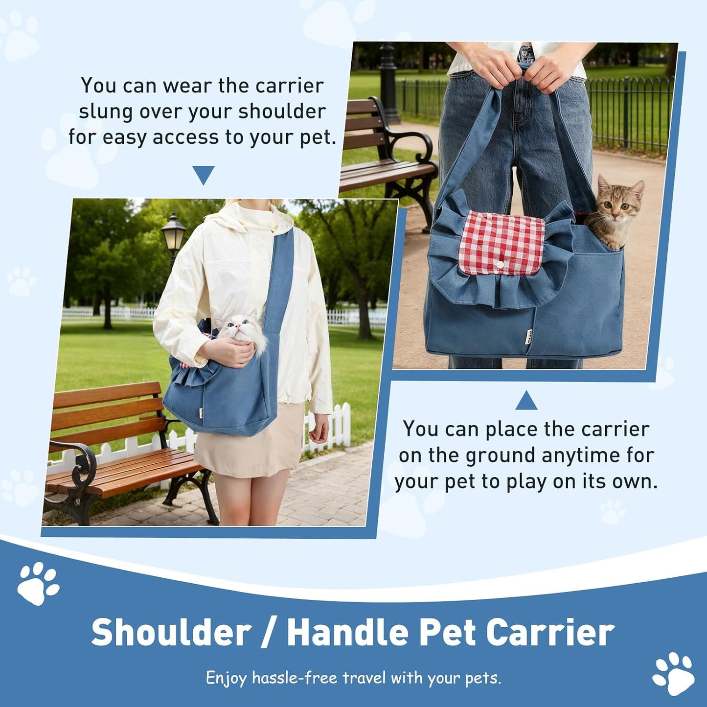 ETIAL Pet Sling Carrier for Small Dogs Cats, Foldable Breathable Front Carry Bag Up to 12lbs, Hands-Free Lightweight Shoulder Pet Carrier with Wide Padded Strap for Travel, Walking (Yellow)