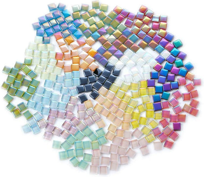 Mixed Color Crystal Mosaic Tiles,200pcs/bag Square Glass Mosaic Tiles for DIY Crafts Supplier Laser Crystall Mosaic Tile Creative Art Material (Mix Color)