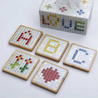 Mixed Color Crystal Mosaic Tiles,200pcs/bag Square Glass Mosaic Tiles for DIY Crafts Supplier Laser Crystall Mosaic Tile Creative Art Material (Mix Color)