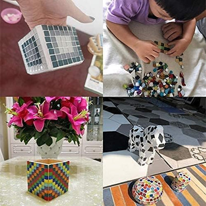 Mixed Color Crystal Mosaic Tiles,200pcs/bag Square Glass Mosaic Tiles for DIY Crafts Supplier Laser Crystall Mosaic Tile Creative Art Material (Mix Color)