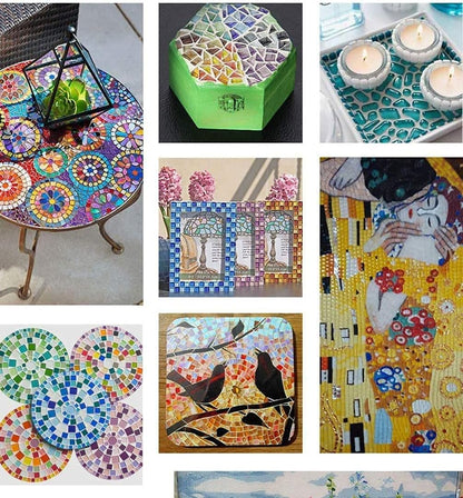 Mixed Color Crystal Mosaic Tiles,200pcs/bag Square Glass Mosaic Tiles for DIY Crafts Supplier Laser Crystall Mosaic Tile Creative Art Material (Mix Color)