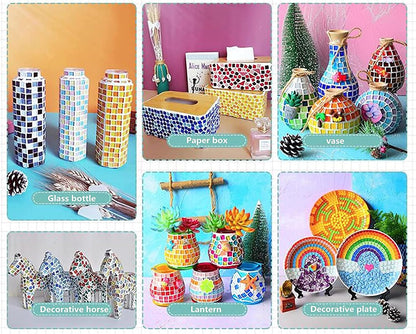 Mixed Color Crystal Mosaic Tiles,200pcs/bag Square Glass Mosaic Tiles for DIY Crafts Supplier Laser Crystall Mosaic Tile Creative Art Material (Mix Color)