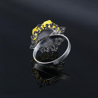 Yellow Rose Napkin Rings Set of 10 Resin Floral Napkin Holders 1.96 Inch Diameter Wedding Banquet Dinner Table Decoration