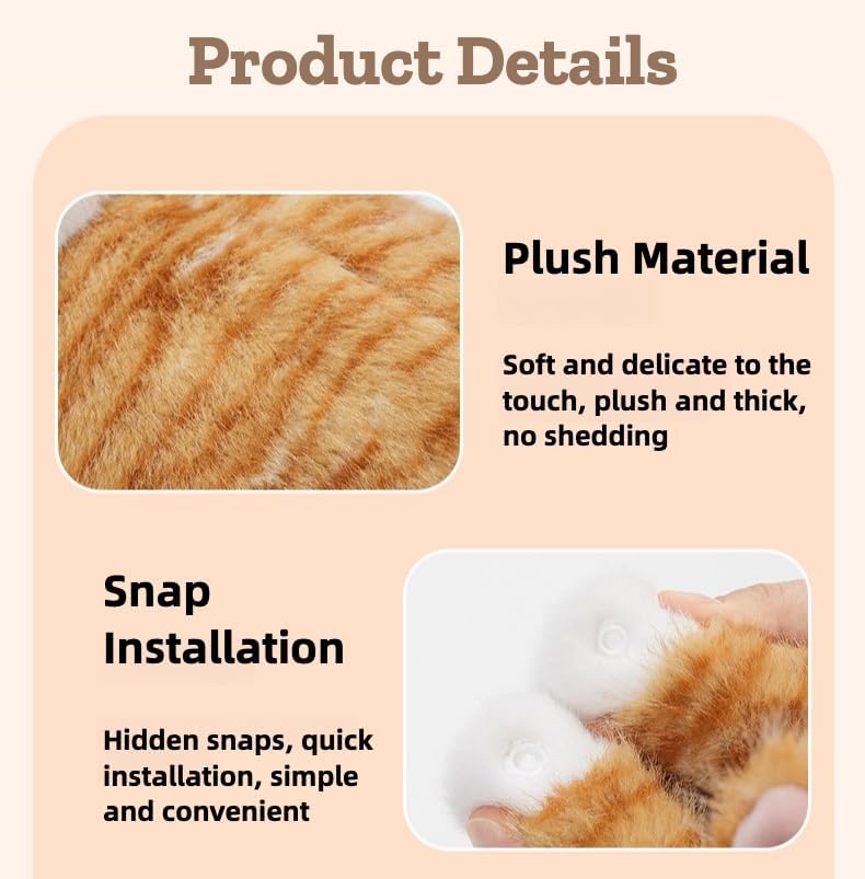Cute Cat Car Tissue Box Cover with Plush Doll, Hanging Vehicle Interior Organizer, Adorable Auto Decoration & Practical Accessory (Yellow)