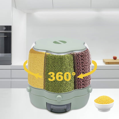 17.63 lb Rice and Grain Storage Container,360° Rotating Food Dispenser Measuring Cylinder with Lid Moisture Resistant Household,Airtight Storage of Yellow Rice Black Rice
