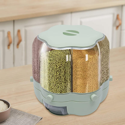 17.63 lb Rice and Grain Storage Container,360° Rotating Food Dispenser Measuring Cylinder with Lid Moisture Resistant Household,Airtight Storage of Yellow Rice Black Rice
