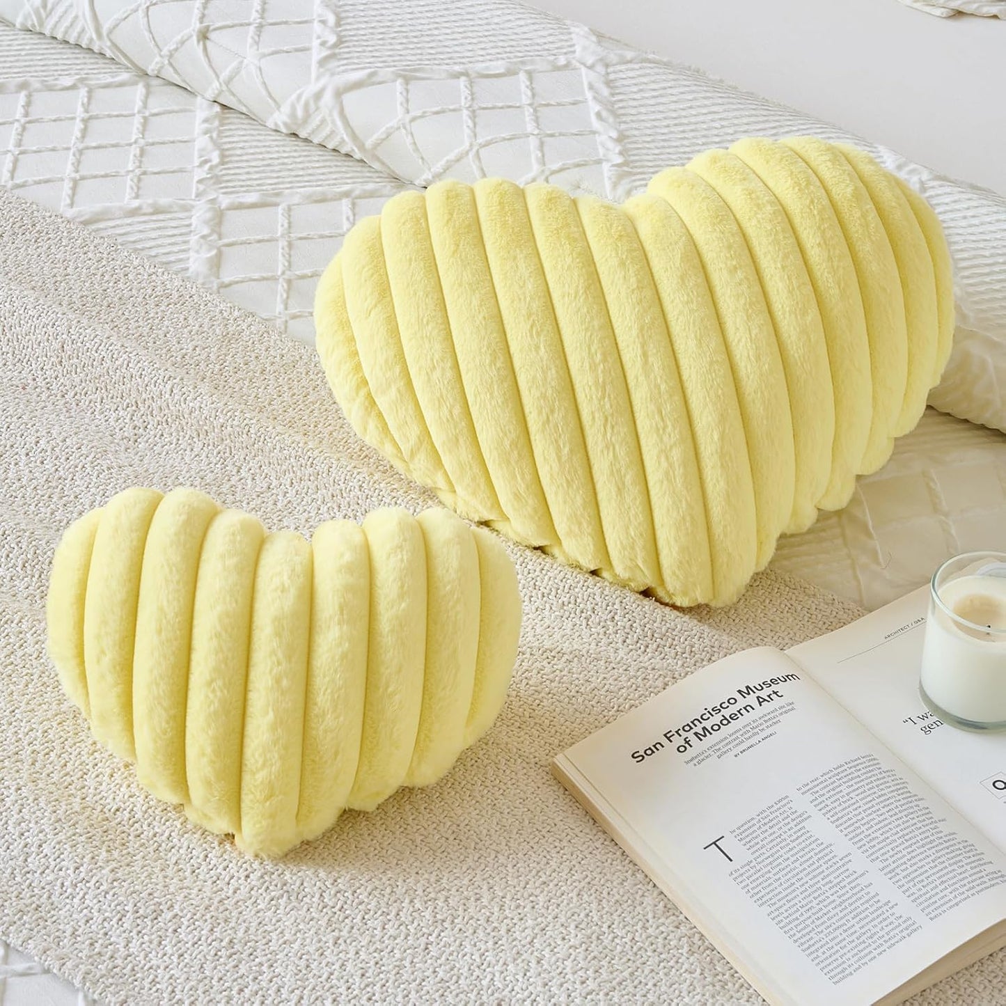 Heart Pillow, Heart Shaped Pillow with Soft Plush for Couch Bed, Decorative Throw Pillows for Bedroom Livingroom, Cozy Heart Pillows Home Decor Pillow Cushion (Yellow, Mini 12.9" x 9.8")