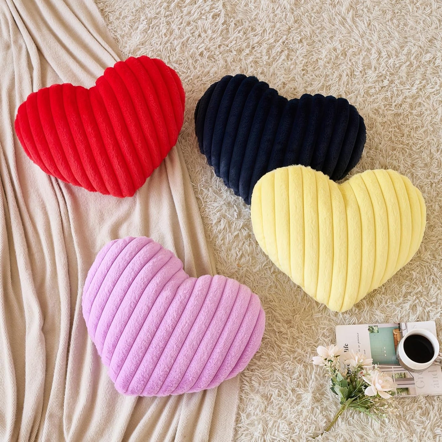 Heart Pillow, Heart Shaped Pillow with Soft Plush for Couch Bed, Decorative Throw Pillows for Bedroom Livingroom, Cozy Heart Pillows Home Decor Pillow Cushion (Yellow, Mini 12.9" x 9.8")