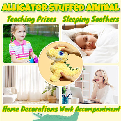 10" Dinosaur Stuffed Animal Plush Toys for Kids and Adults, Cute Alligator Stuffed Animal, Kawaii Dinosaur Plushies for Dino Themed Party Favors, Home Decor, Soft Yellow Crocodile Plush Toys