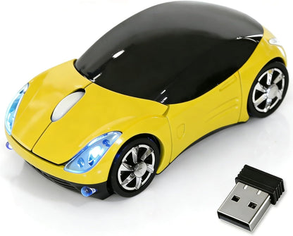 Yellow Wireless Mouse，Mini Car Computer Mouse，1600DPI 2.4G with USB Receiver, Ergonomic Cute Computer Mice for Laptop, PC, Windows, Mac OS (Yellow)