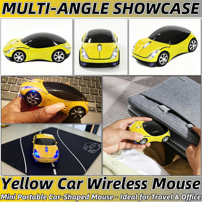 Yellow Wireless Mouse，Mini Car Computer Mouse，1600DPI 2.4G with USB Receiver, Ergonomic Cute Computer Mice for Laptop, PC, Windows, Mac OS (Yellow)