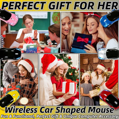 Yellow Wireless Mouse，Mini Car Computer Mouse，1600DPI 2.4G with USB Receiver, Ergonomic Cute Computer Mice for Laptop, PC, Windows, Mac OS (Yellow)