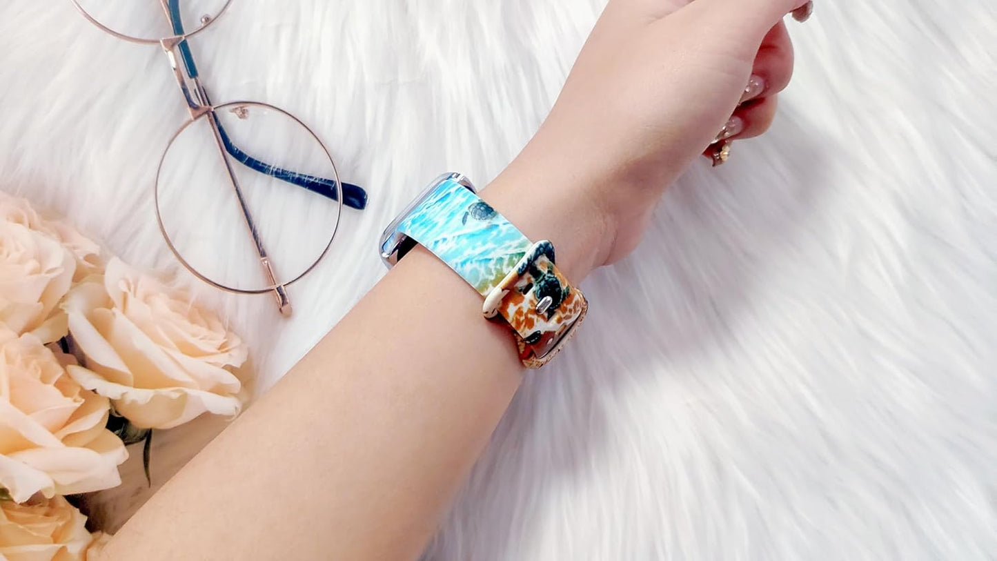 Sea Iwatch Bands Compatible With Apple Watch 38mm 40mm 41mm 42mm 44mm 45mm 49mm, Silicone Strap Replacement All Series