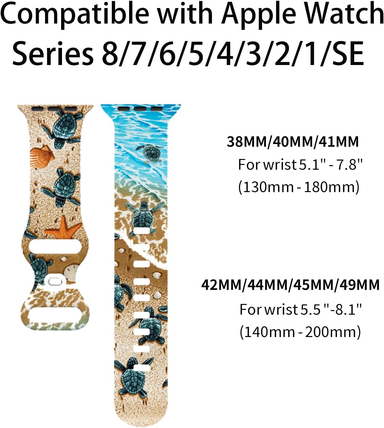 Sea Iwatch Bands Compatible With Apple Watch 38mm 40mm 41mm 42mm 44mm 45mm 49mm, Silicone Strap Replacement All Series