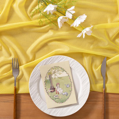 4pcs Yellow Gauze Table Runner Chiffon Like Wedding Table Runner | 120 inch Long Boho Rustic Tablecloth for Bridal Shower Baby Shower Party Home Decorations