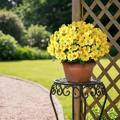 2Pack 17" Artificial Impatiens Flower Topiary Ball Trees for Porch(Yellow) | No Assembly Needed,Fake Silk Flower Potted Plant,Faux Impatiens Bushes,for Front Door/Yard/Farmhouse/Garden/Outdoor Decor