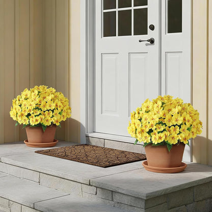 2Pack 17" Artificial Impatiens Flower Topiary Ball Trees for Porch(Yellow) | No Assembly Needed,Fake Silk Flower Potted Plant,Faux Impatiens Bushes,for Front Door/Yard/Farmhouse/Garden/Outdoor Decor