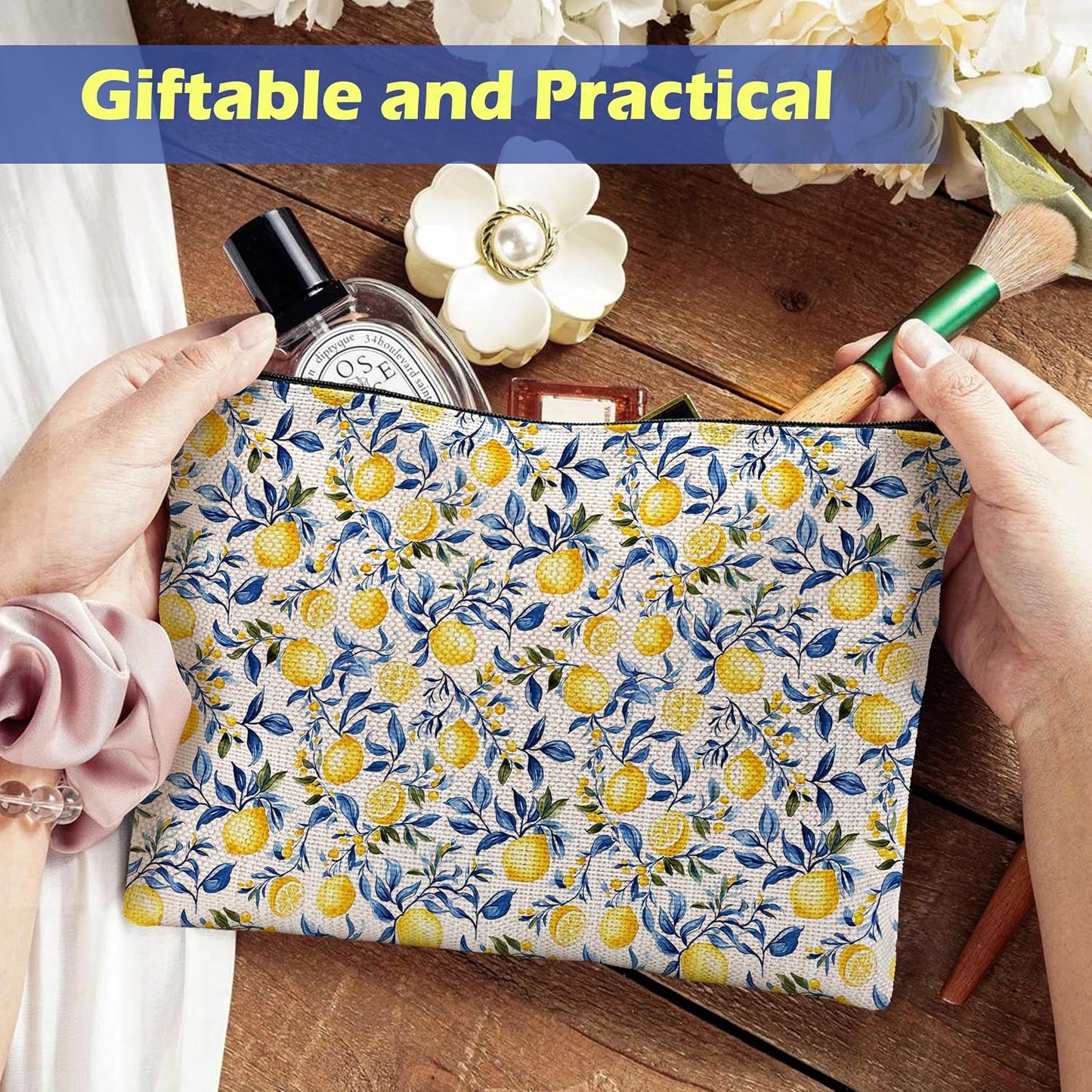 Mediterranean Amalfi Coast Italian Lemon Gifts Makeup Bag Pouch