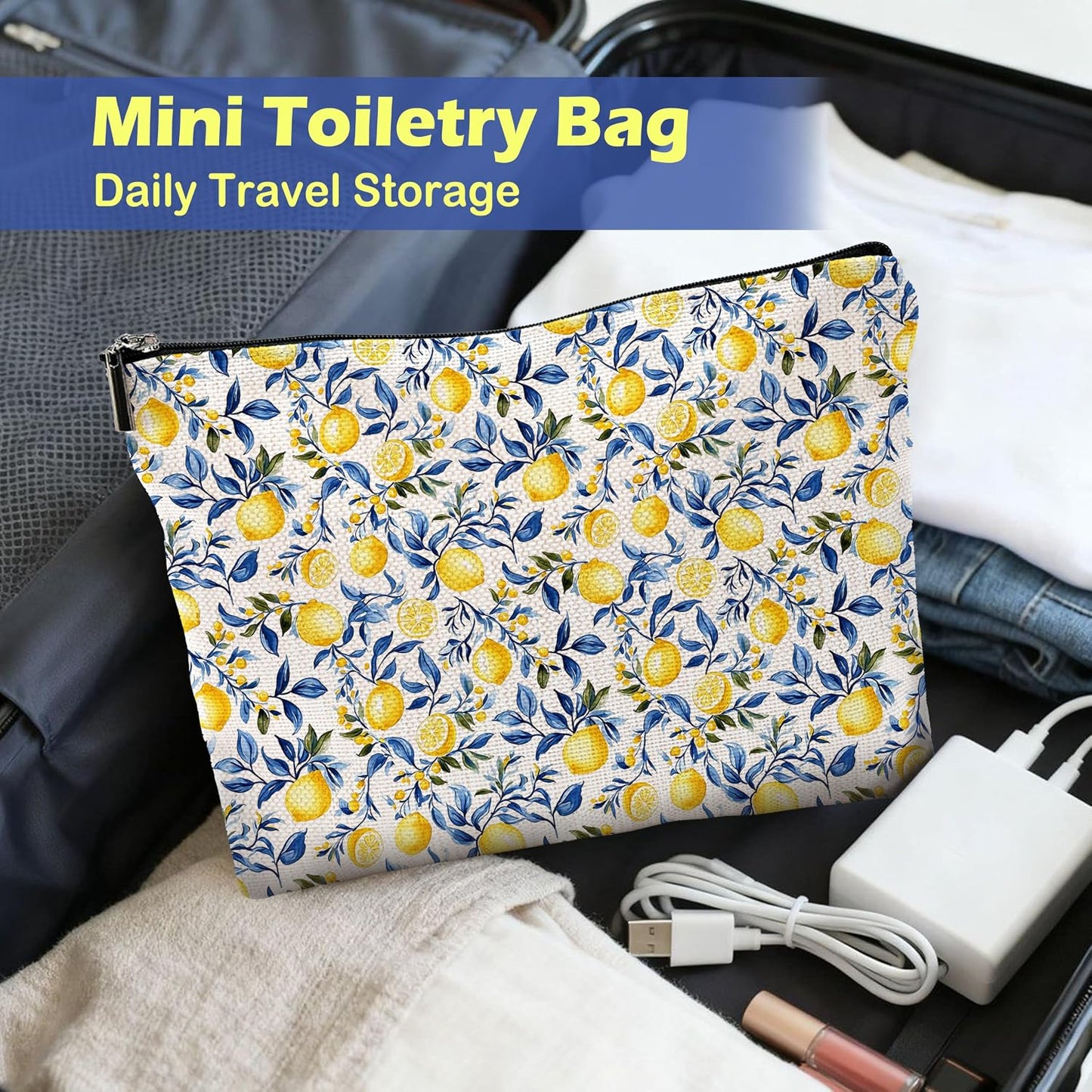 Mediterranean Amalfi Coast Italian Lemon Gifts Makeup Bag Pouch