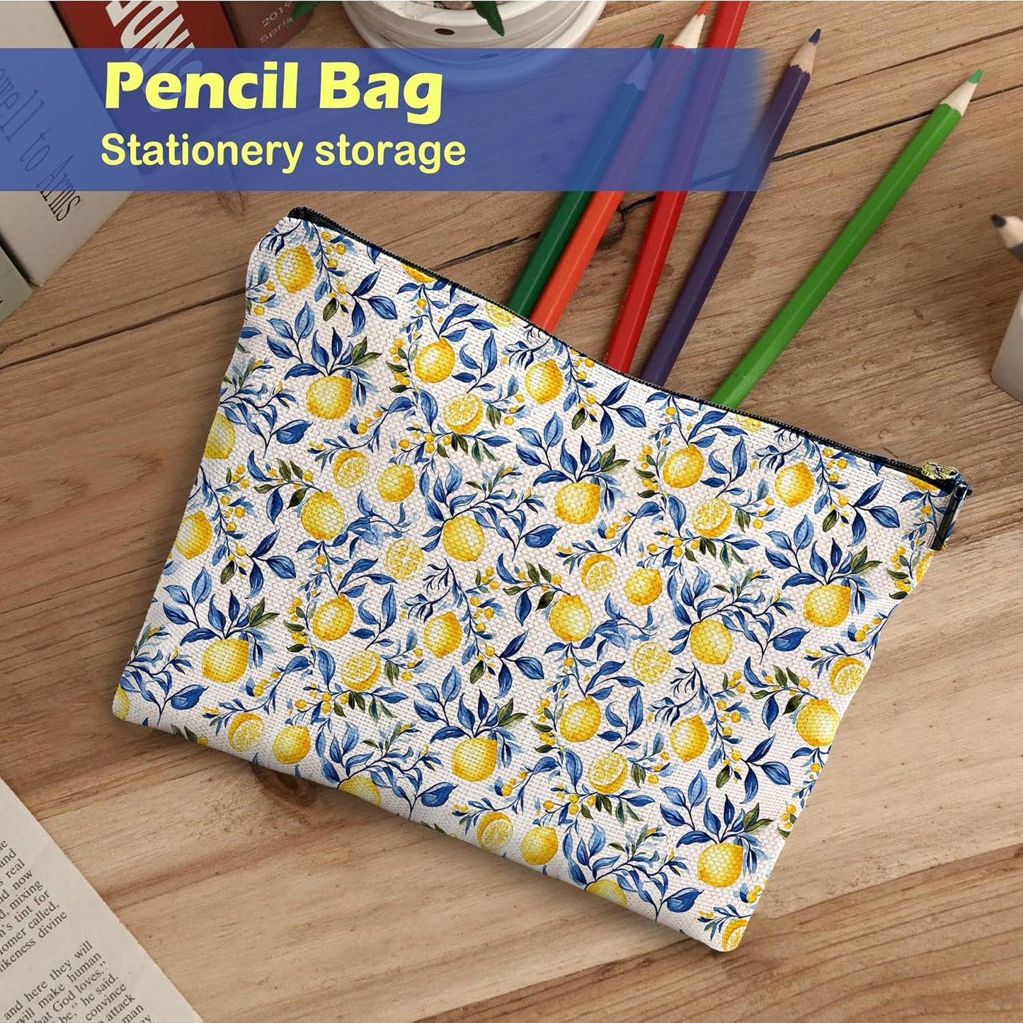 Mediterranean Amalfi Coast Italian Lemon Gifts Makeup Bag Pouch
