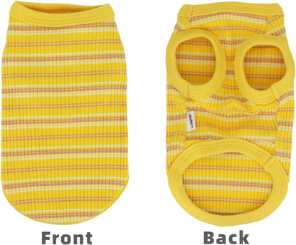 100% Cotton Rib Dog Tank Top Vest - Stretchy Breathable Soft Pet Apparel for Teacup Chihuahua Yorkie Puppies - Indoor Outdoor Casual Wear (Yellow, XS | 1.2-2.2 lbs)