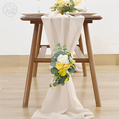 Artificial Wedding Arch Flowers for Wedding Sign,Set of 2 for Wedding Welcome Ceremony Sign,Faux Floral Swags,Wedding, Banquet and Reception Backdrop Floral Decoration (Yellow)