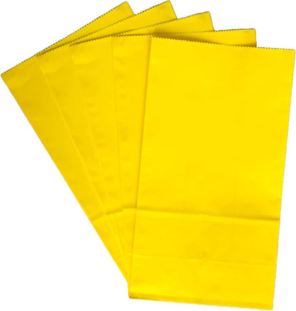 Party Favor Bags - 50 Pack Kraft Paper Goodie Gift Lunch Treat Bags - Party Supplies for Theme Kids Birthday - 5"x3"x9" (Yellow)