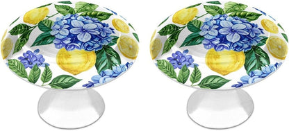 Hydrangea Lemon Cabinet Knobs 2 Pack Round Drawer Pulls Dresser Knob Cupboard Door Handles Hardware for Kitchen Bathroom Cabinets
