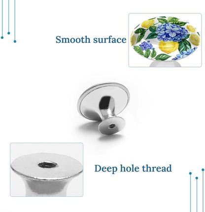 Hydrangea Lemon Cabinet Knobs 2 Pack Round Drawer Pulls Dresser Knob Cupboard Door Handles Hardware for Kitchen Bathroom Cabinets