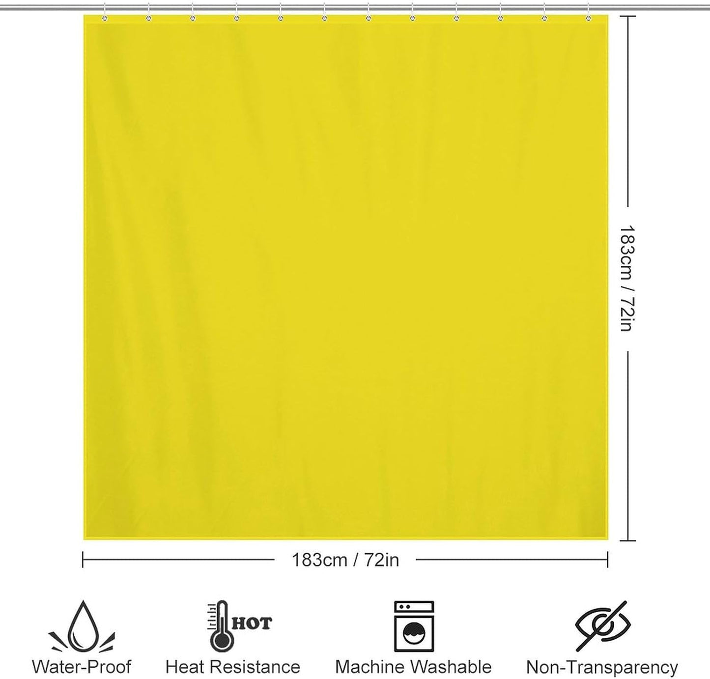 Shower Curtain Liner Set, Lemon Yellow Waterproof Washable Fabric Shower Curtain for Bathroom Bathtub Decor 72 x 72inch