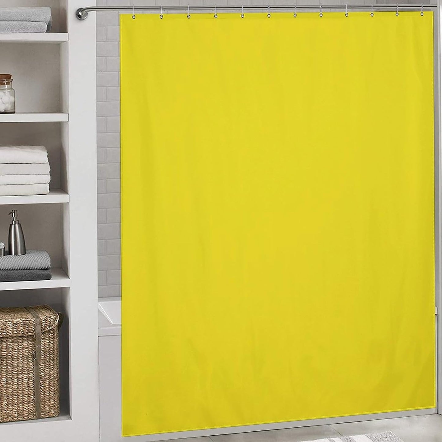 Shower Curtain Liner Set, Lemon Yellow Waterproof Washable Fabric Shower Curtain for Bathroom Bathtub Decor 72 x 72inch