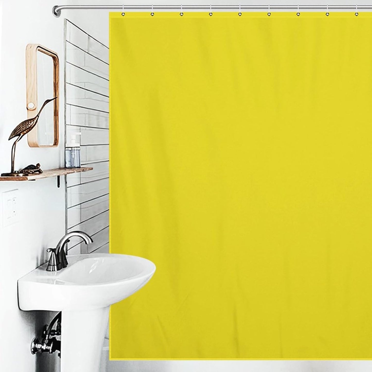 Shower Curtain Liner Set, Lemon Yellow Waterproof Washable Fabric Shower Curtain for Bathroom Bathtub Decor 72 x 72inch