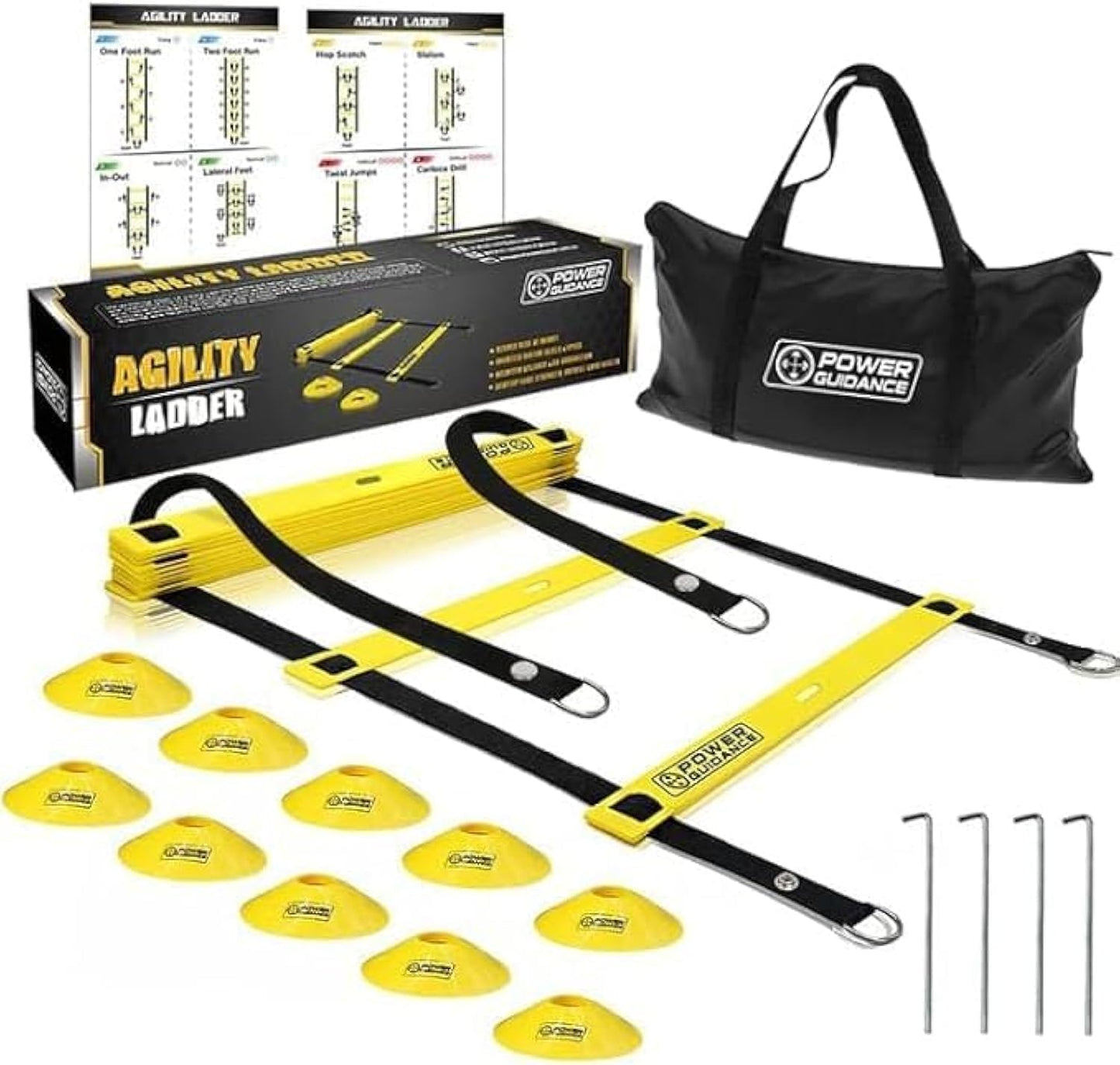 Agility Ladder (20 Feet) with Cones for Speed Agility Training & Quick Footwork Exercise - Soccer & Football Training Equipment for Adults, Youth & Kids
