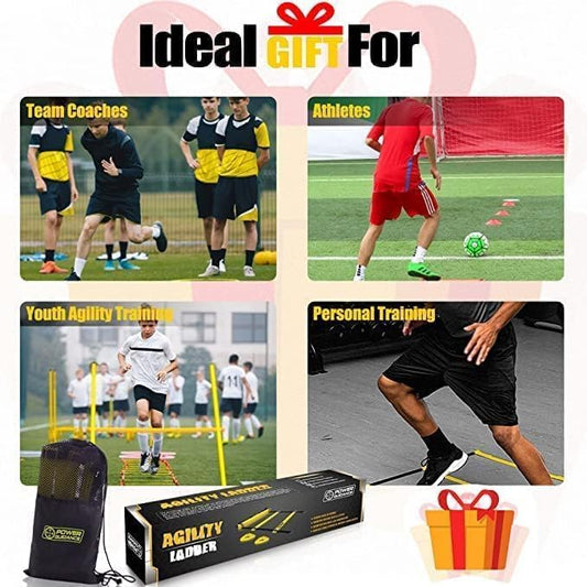 Agility Ladder (20 Feet) with Cones for Speed Agility Training & Quick Footwork Exercise - Soccer & Football Training Equipment for Adults, Youth & Kids