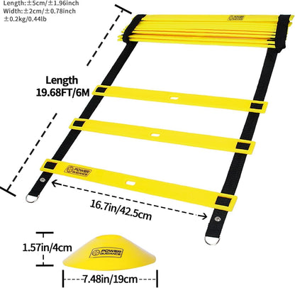 Agility Ladder (20 Feet) with Cones for Speed Agility Training & Quick Footwork Exercise - Soccer & Football Training Equipment for Adults, Youth & Kids