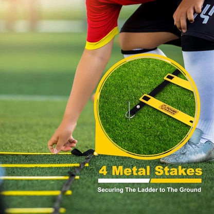 Agility Ladder (20 Feet) with Cones for Speed Agility Training & Quick Footwork Exercise - Soccer & Football Training Equipment for Adults, Youth & Kids