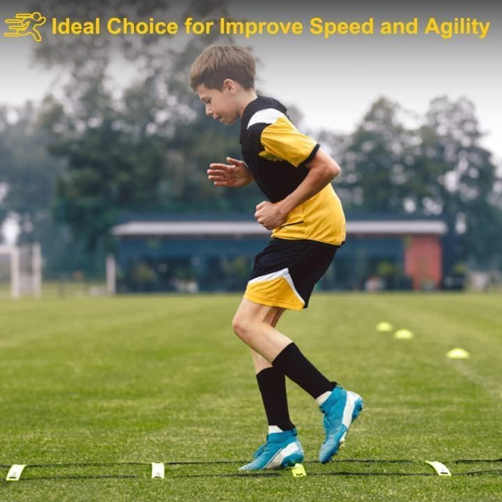 Agility Ladder (20 Feet) with Cones for Speed Agility Training & Quick Footwork Exercise - Soccer & Football Training Equipment for Adults, Youth & Kids