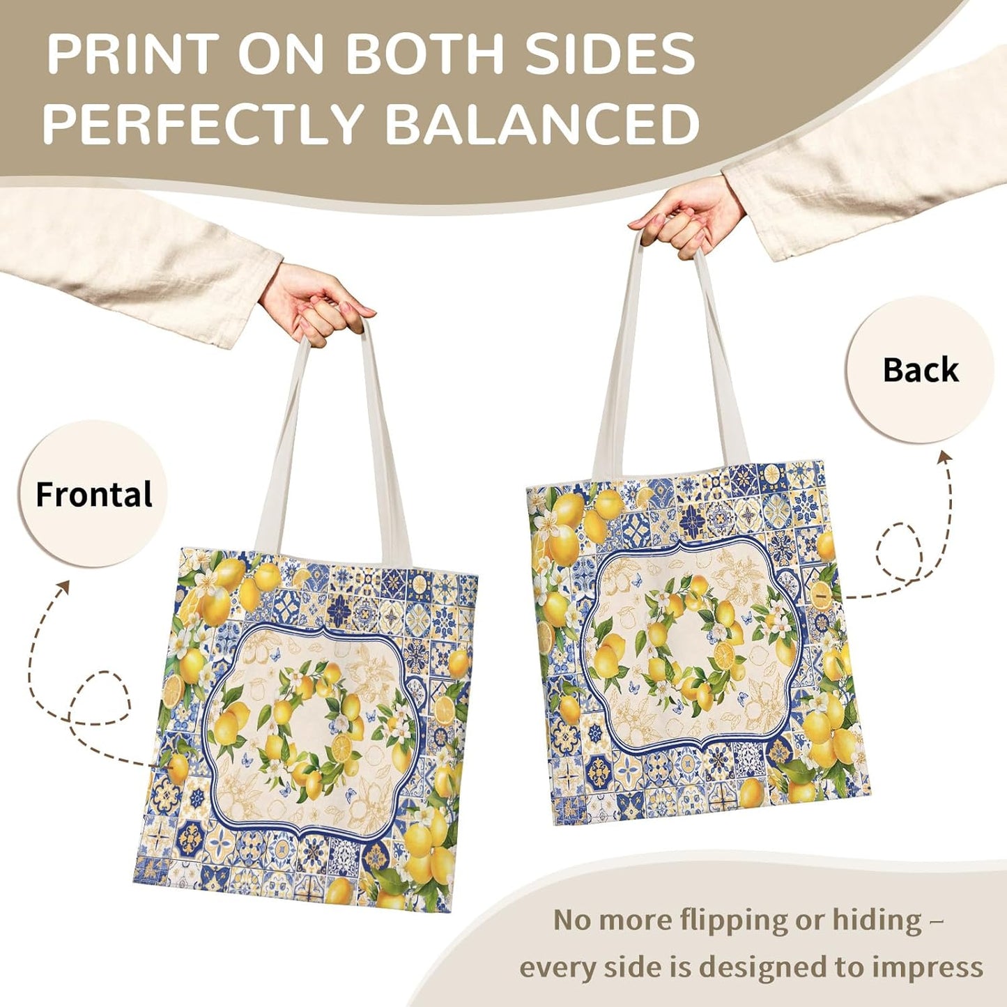 Wazzio Aesthetic 2 Pcs Canvas Tote Bag with Makeup Bag for Christmas, Reusable Grocery Bags Gift for Shopping Gym Travel Work