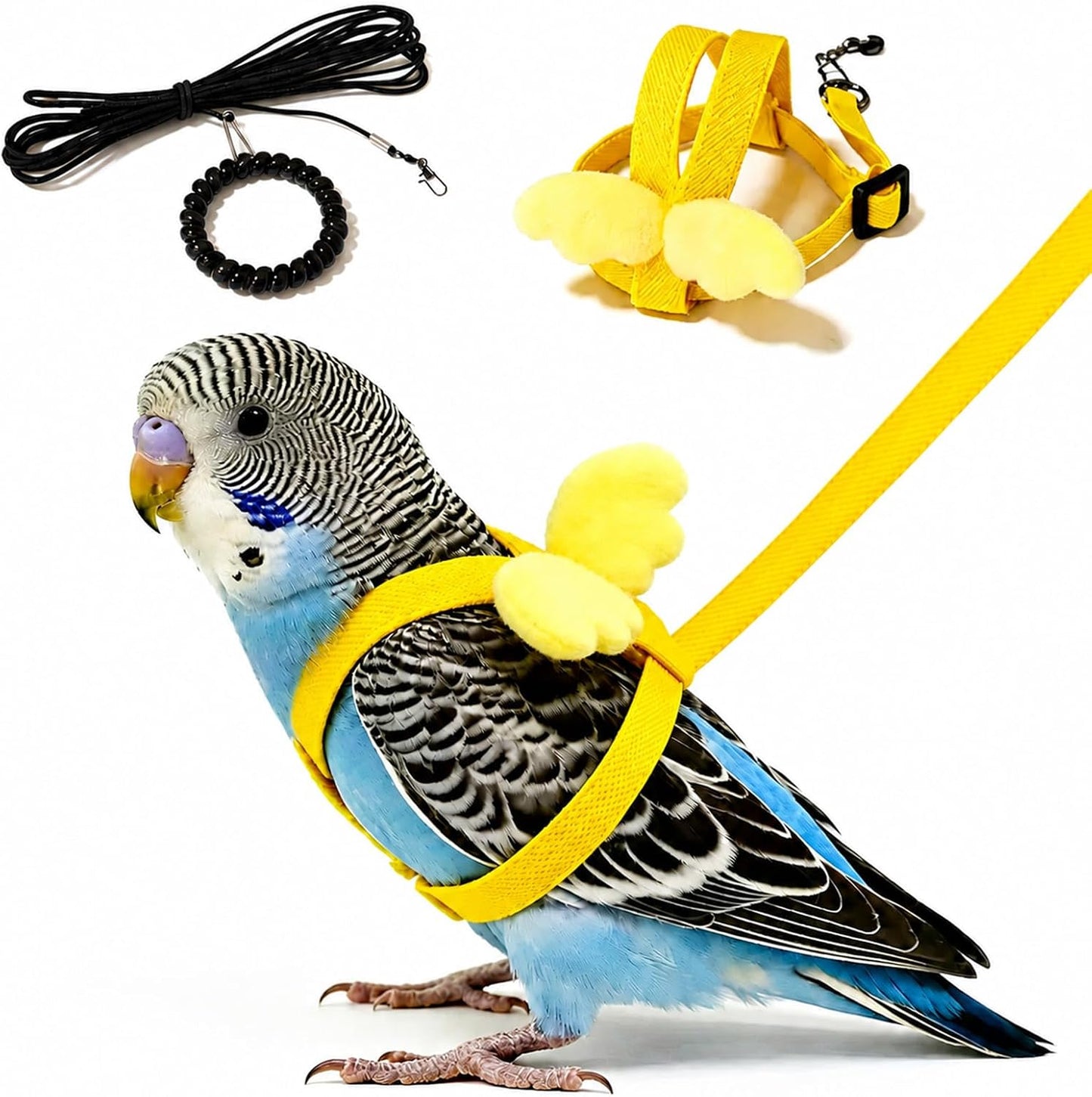 Pet Parrot Bird Harness and Leash, 2m Adjustable Polyester Rope with Cute Wing, Bird Flying Harness for Parrots, Pigeons, Budgerigars, Lovebirds, Cockatiels Outdoor Use