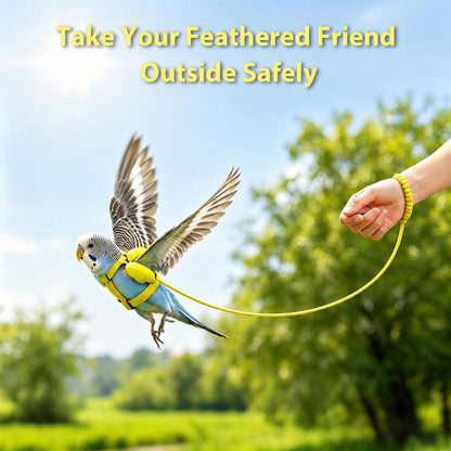 Pet Parrot Bird Harness and Leash, 2m Adjustable Polyester Rope with Cute Wing, Bird Flying Harness for Parrots, Pigeons, Budgerigars, Lovebirds, Cockatiels Outdoor Use