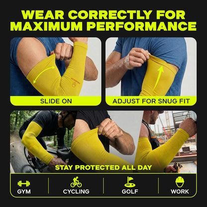 Arm Sleeves for Men and Women - UV Sun Protection Cooling Compression - Tattoo Cover Up Sleeve for Daily Wear & Work