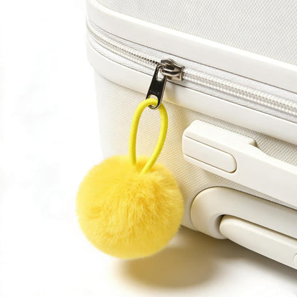Furry Hair Elastic Bands Faux Rabbit Fur Pompom Hair Ties Scrunchies for Women, Rubber Band with 5cm Ball Ponytail Holder Accessories Pack of 12pcs (Yellow)