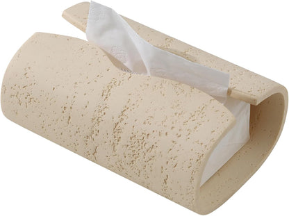 Tissue Box Cover Rectangle, Facial Tissue Holder Covers, Yellow | Resin, Travertine Stone Look, Decorative Paper Holders, for Bathroom Kitchen Bedroom Living Room Office Home Decor