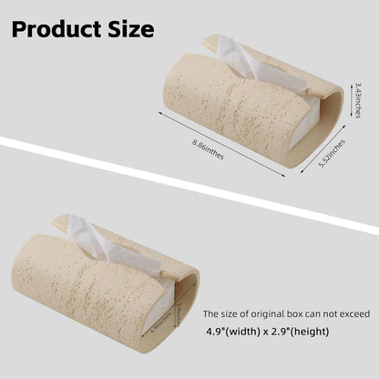 Tissue Box Cover Rectangle, Facial Tissue Holder Covers, Yellow | Resin, Travertine Stone Look, Decorative Paper Holders, for Bathroom Kitchen Bedroom Living Room Office Home Decor